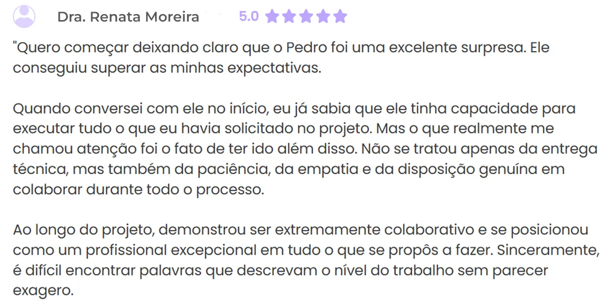 Captura recortada de feedback publicado por cliente em plataforma pública